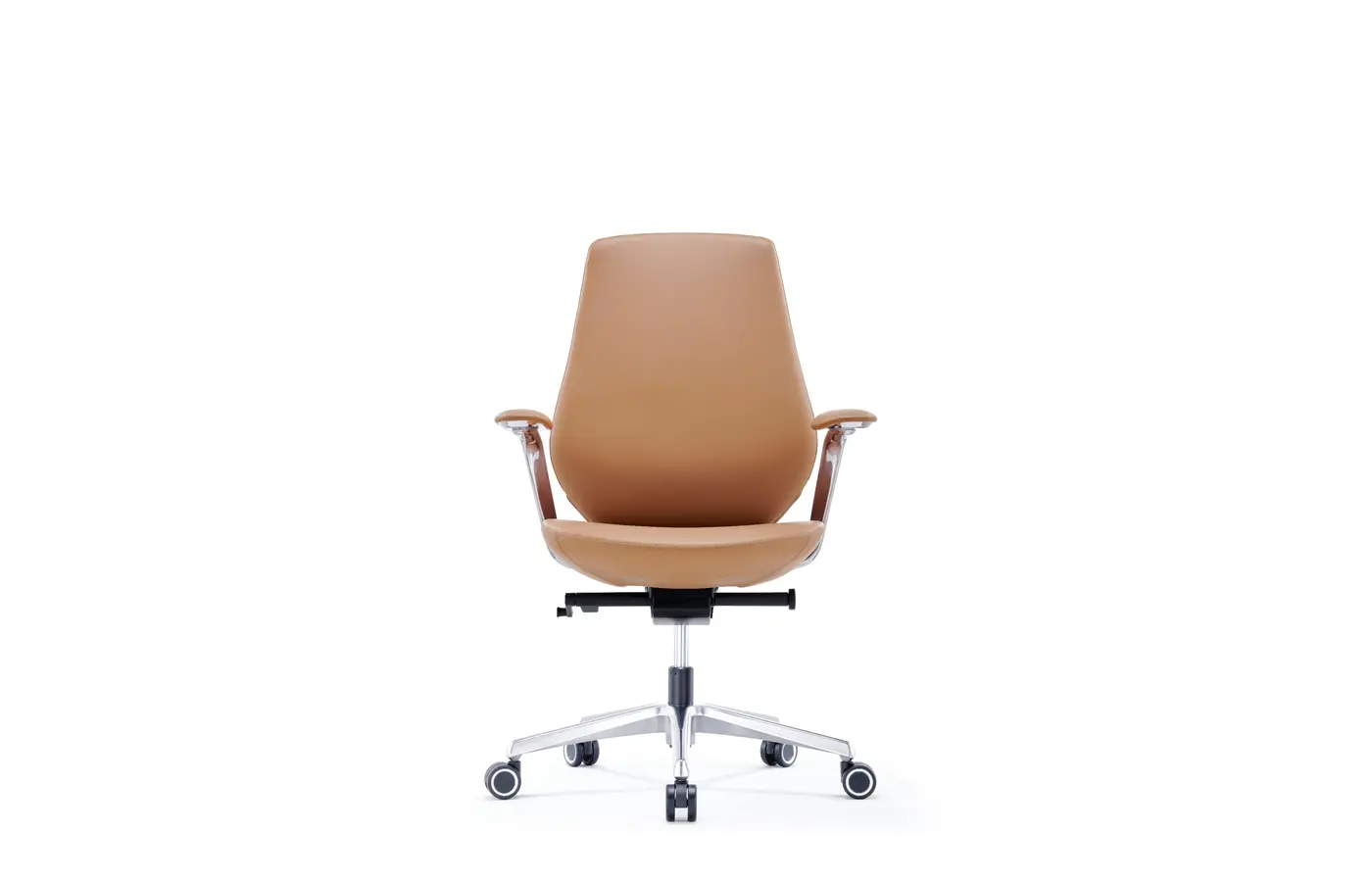 A207 orange microfiber leather executive office chair, front three-quarter view