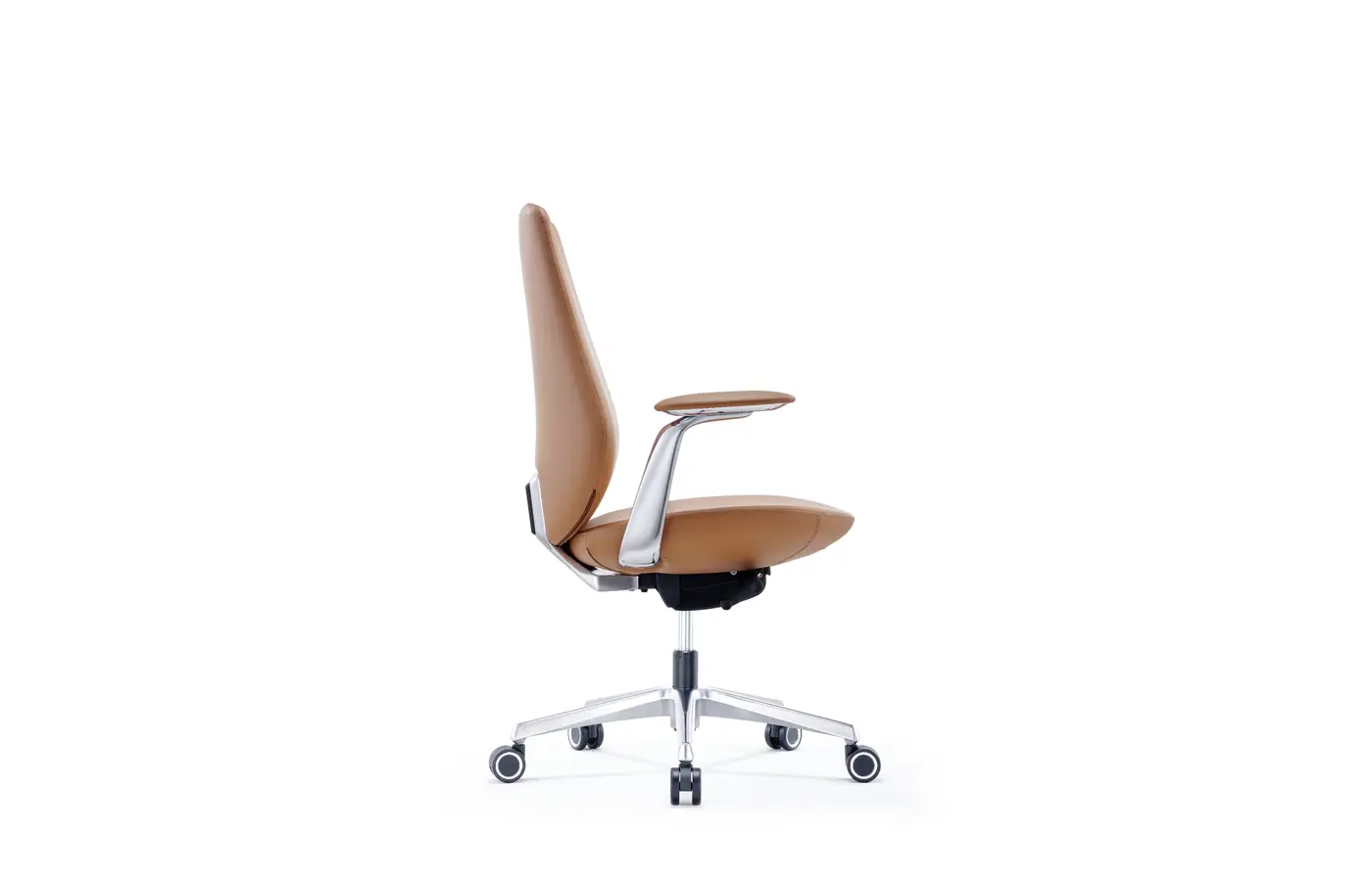 A207 orange microfiber leather executive office chair, left-side view