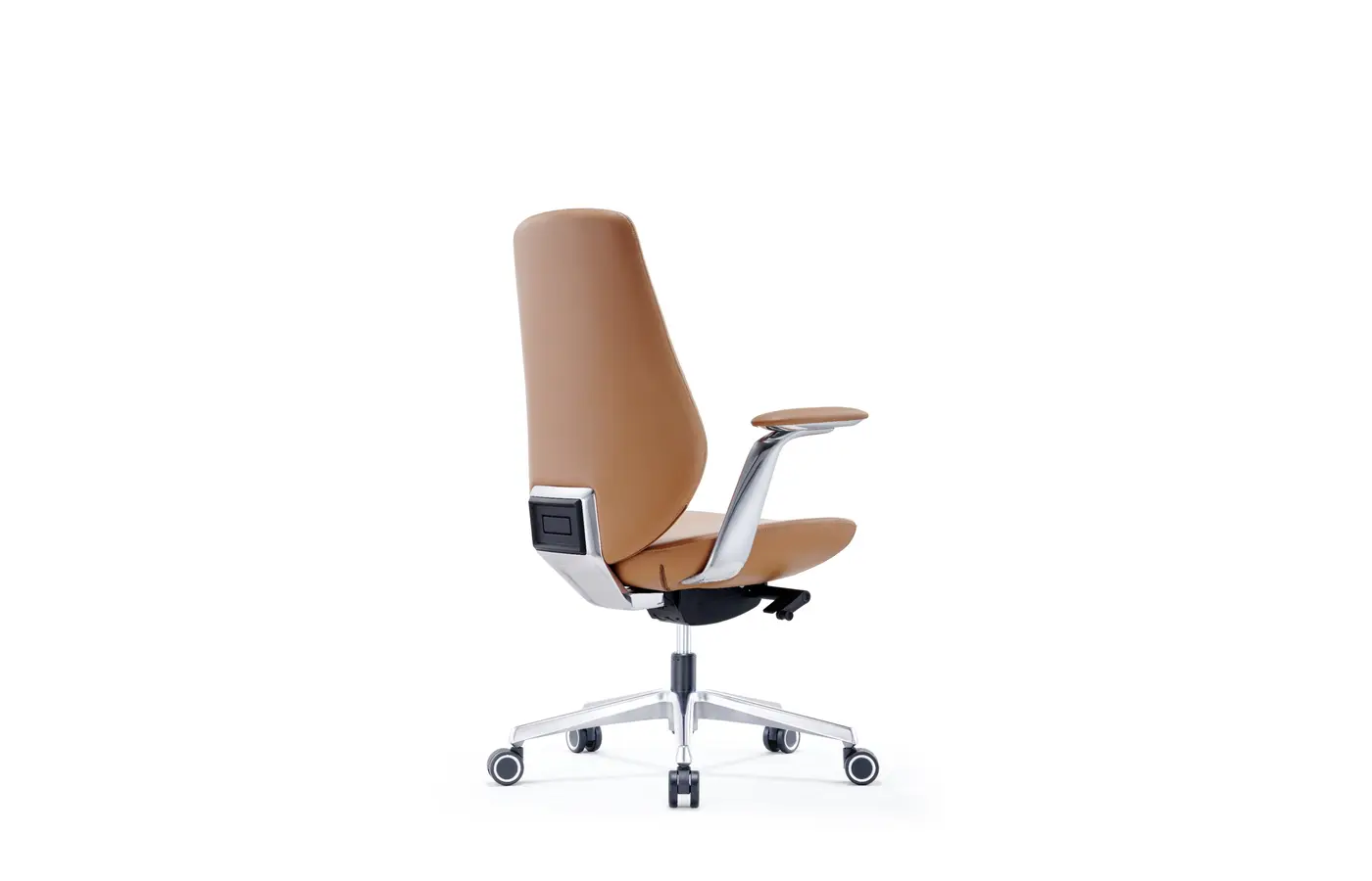 A207 orange microfiber leather executive office chair, rear three-quarter view