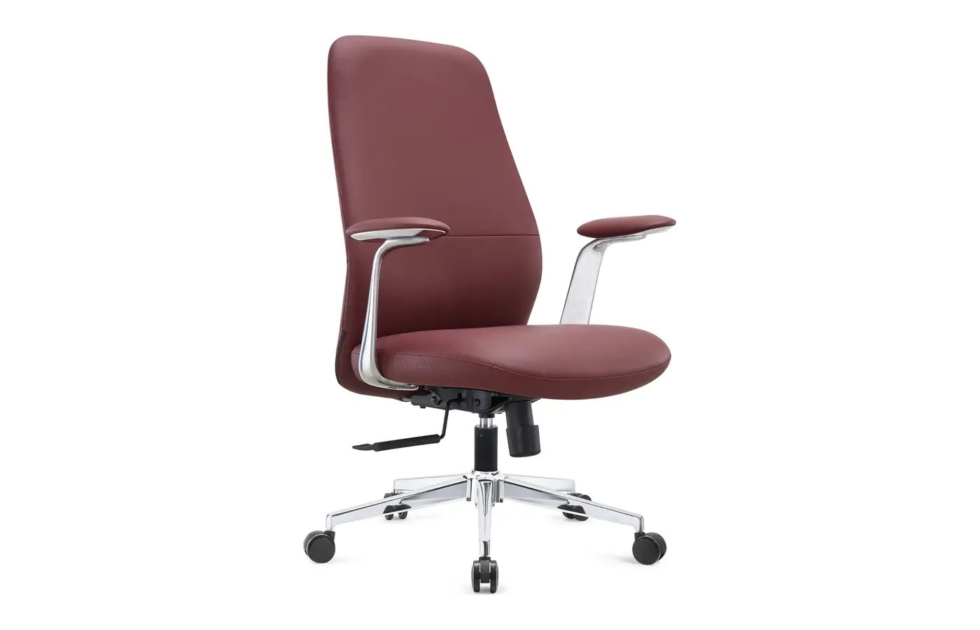 A209 burgundy executive leather office chair, front view