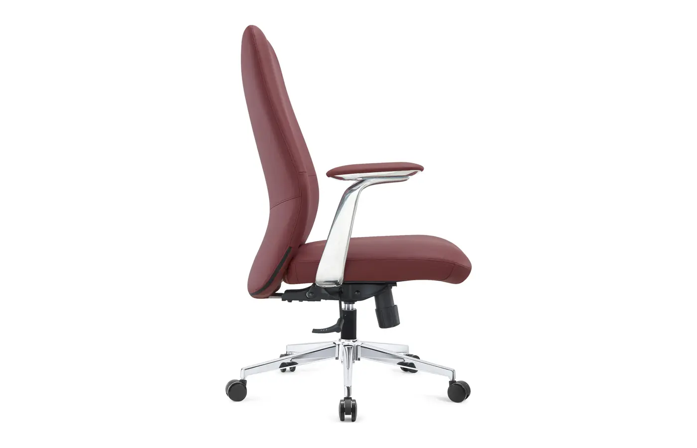 A209 burgundy executive leather office chair, side view