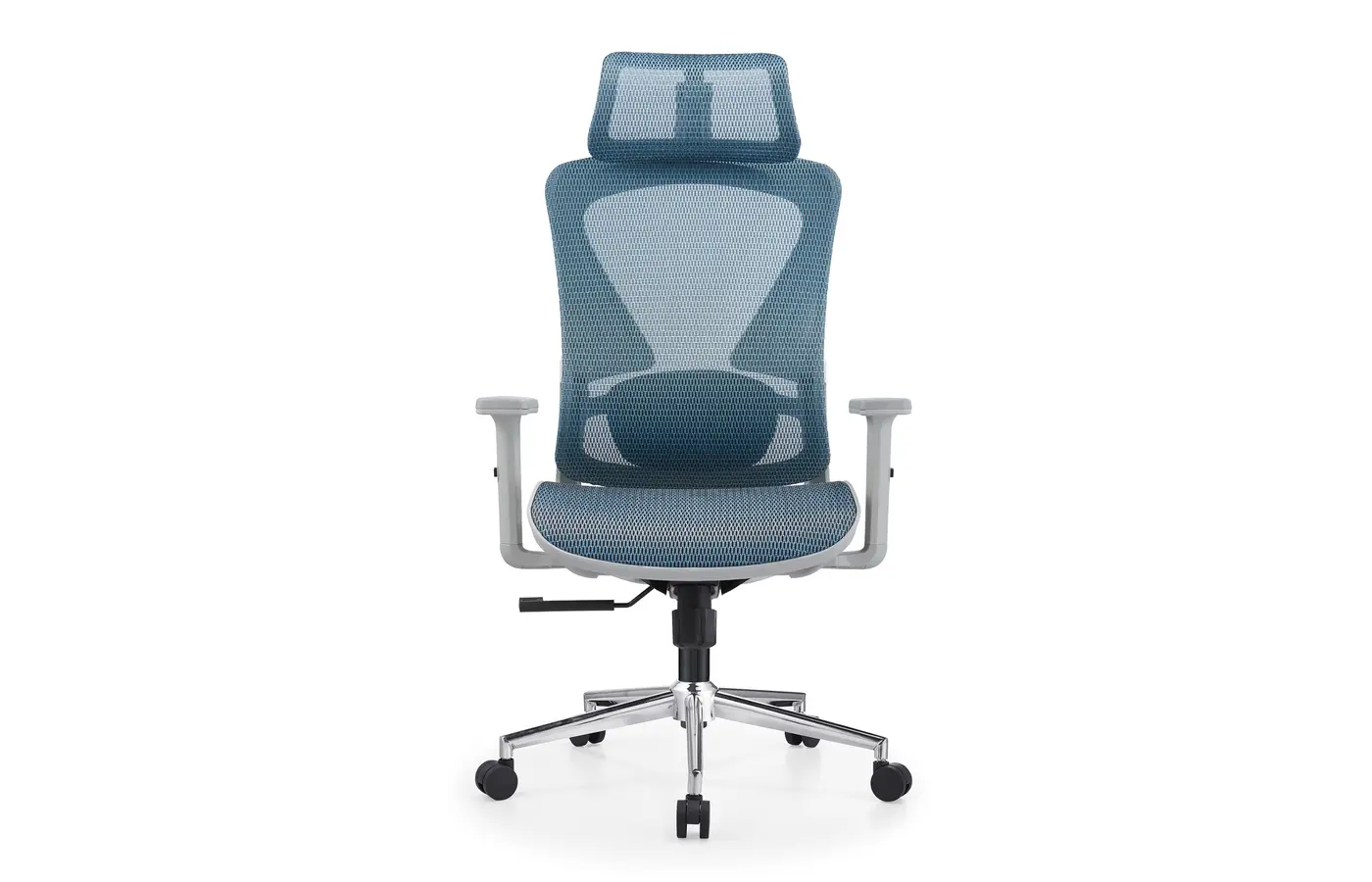 A8626-Q blue ergonomic mesh office chair, front view