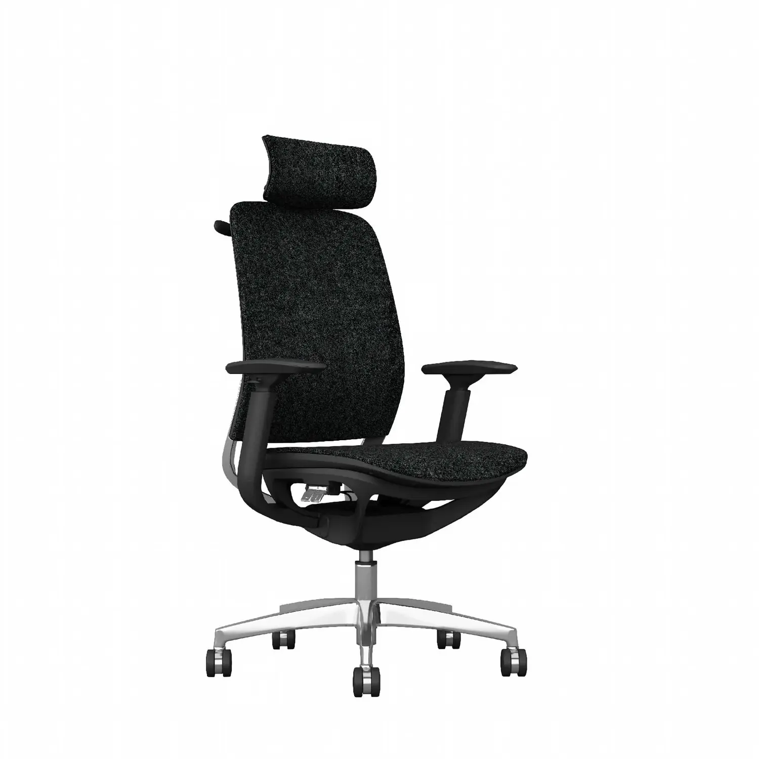 Side view of ergonomic office chair with adjustable headrest reference