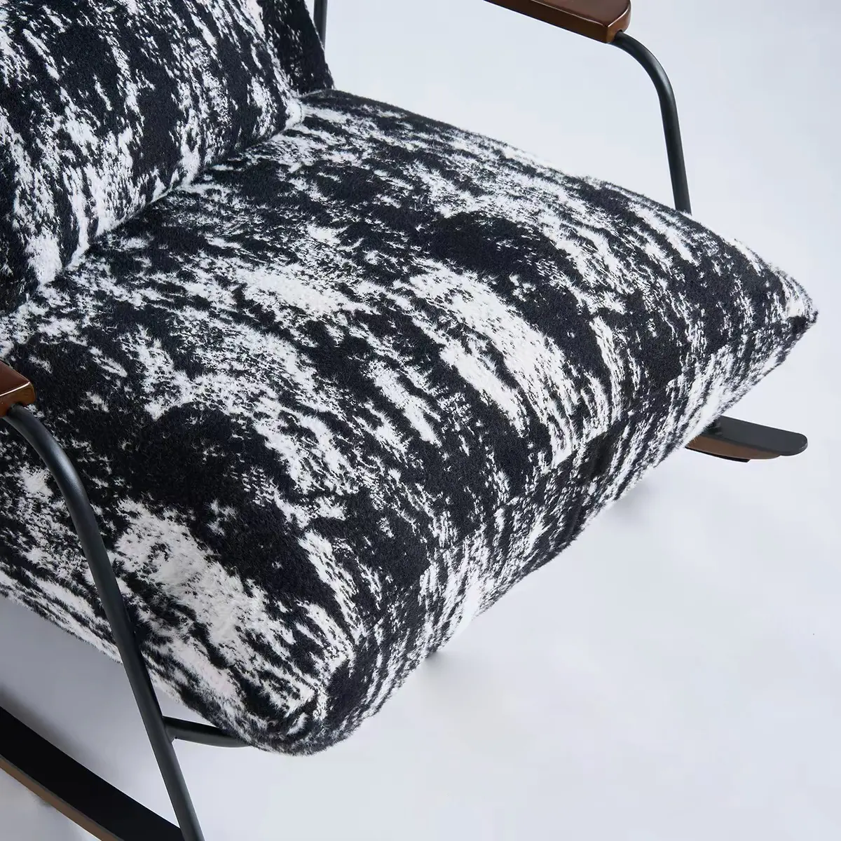 AXJ-A-218 patterned upholstered rocking lounge chair with ash-wood runners, product view 3