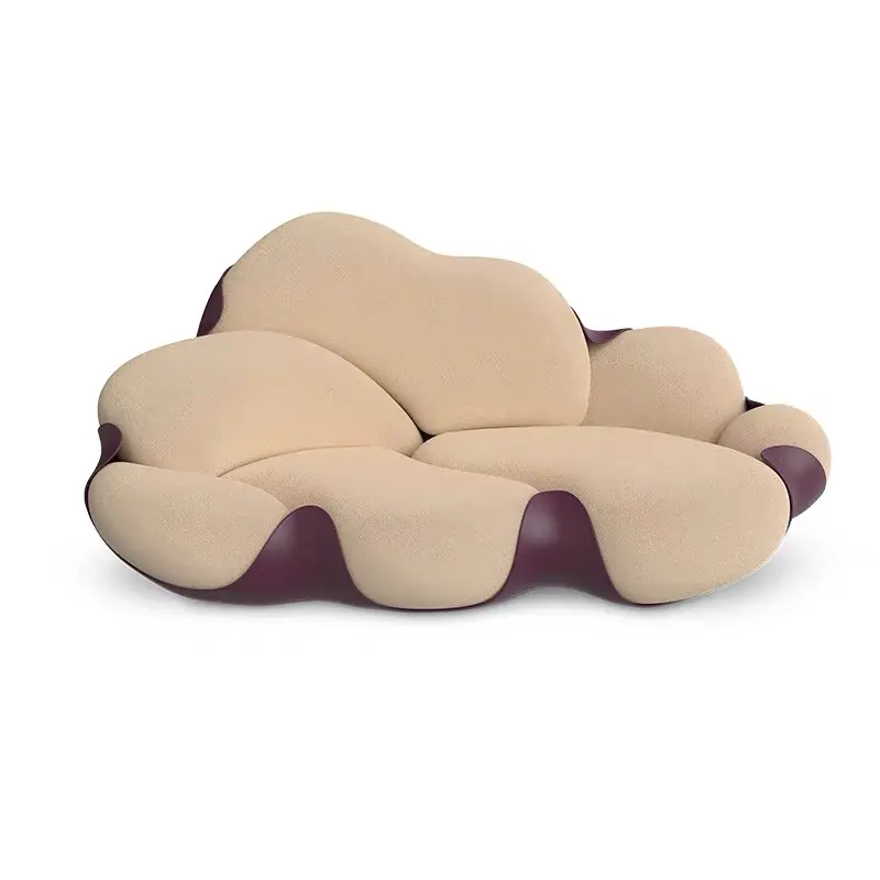 AXJ-A-658 cream sculptural upholstered lounge sofa, product view 3