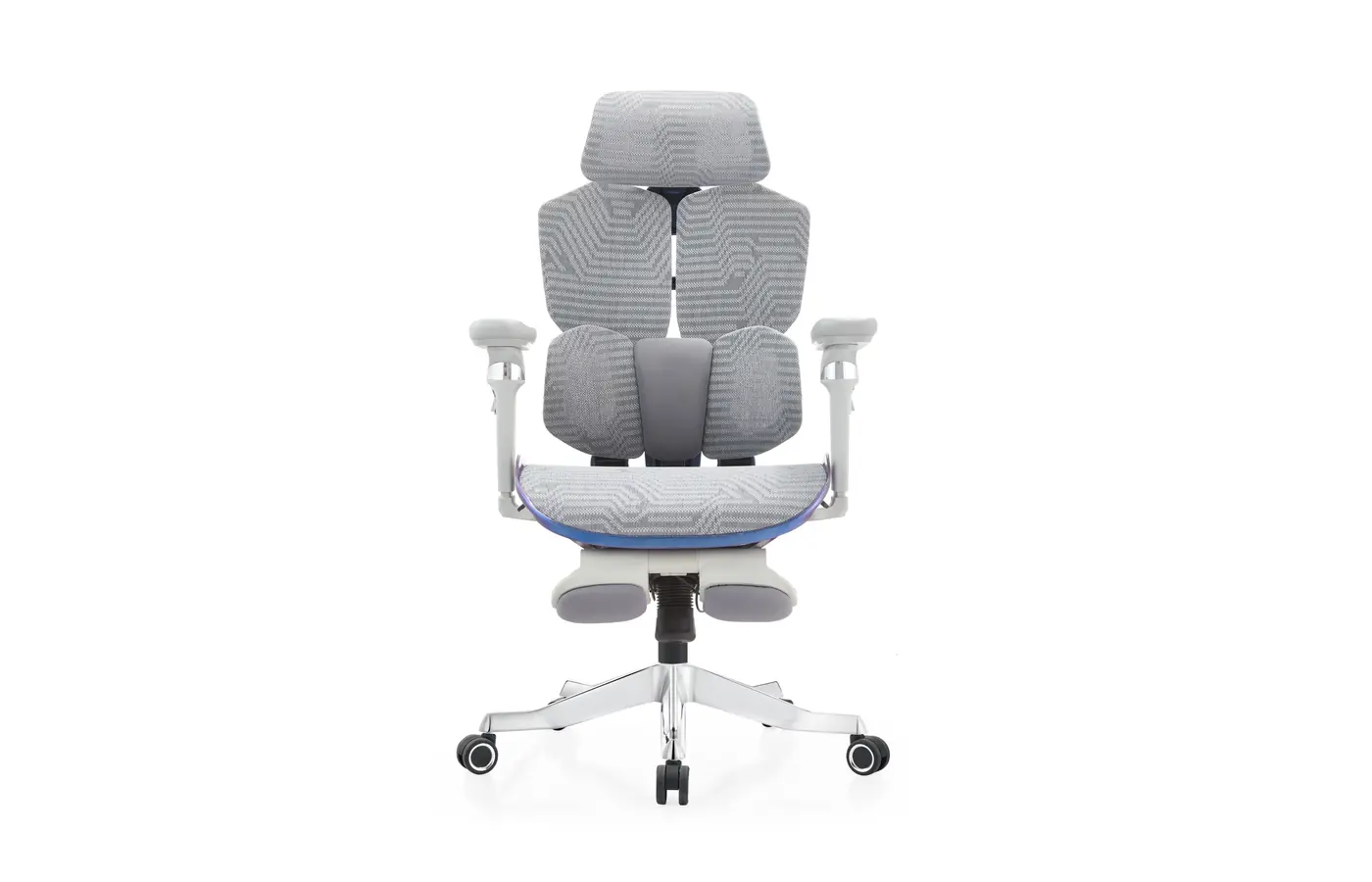 BT-FQ gray-frame chameleon ergonomic mesh chair, front view