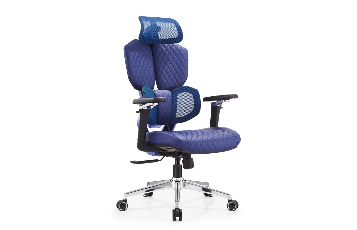 DJ-03 blue gaming-inspired dual-back ergonomic chair, front view