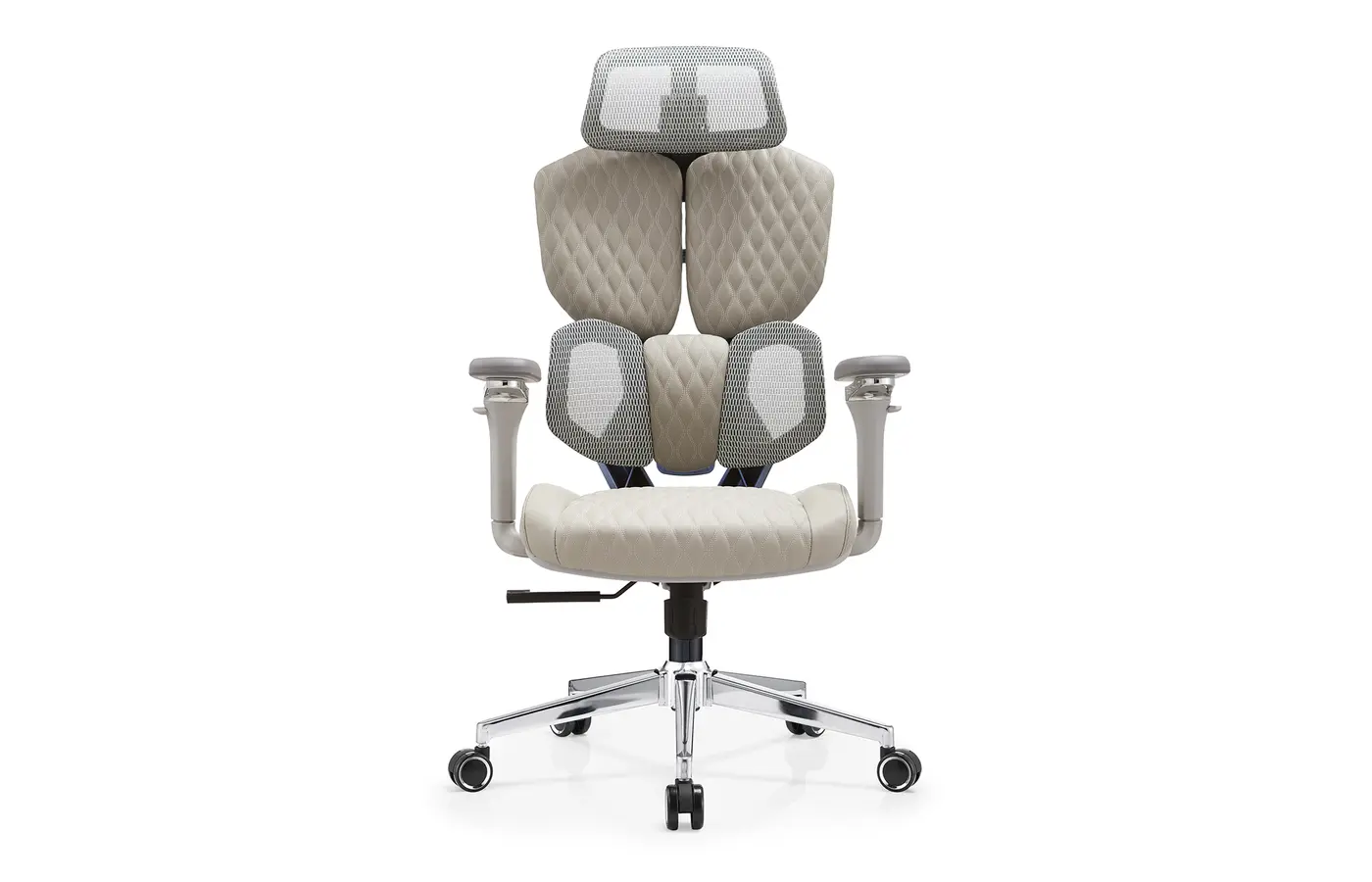DJ-03 gray gaming-inspired dual-back ergonomic chair, front view