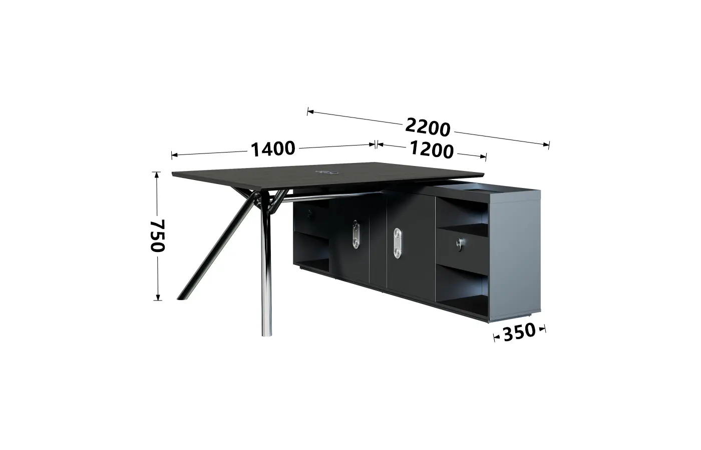 DXC-04D14 integrated staff workstation, dimension view
