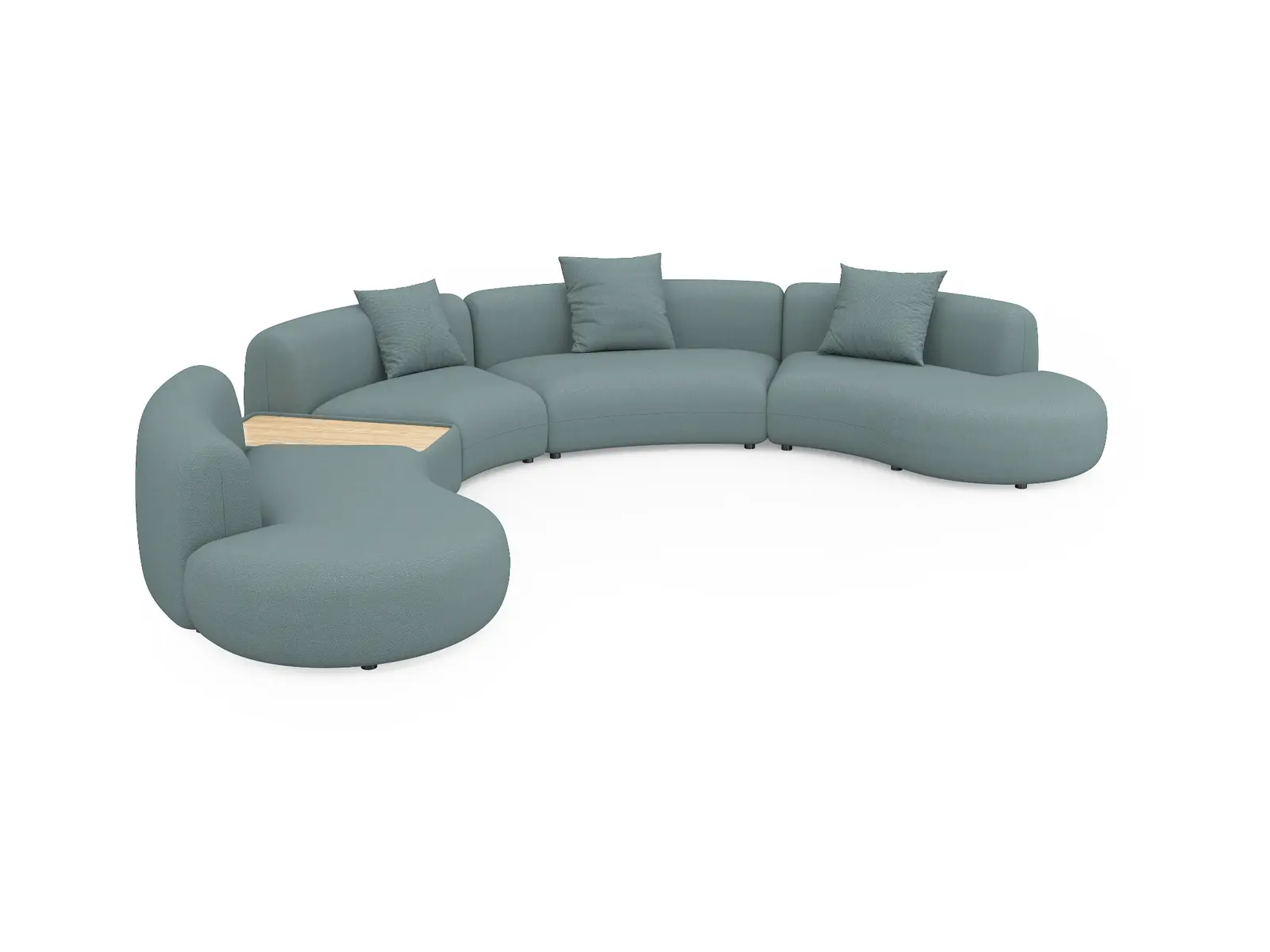 Curved Flow modular lounge sofa with integrated table surface