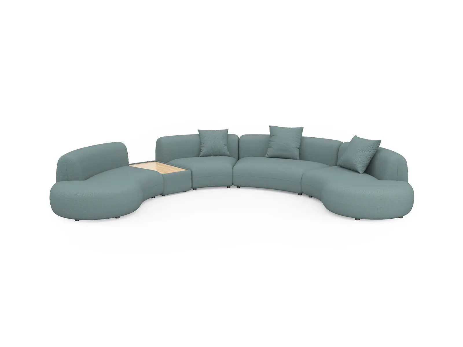 Wide symmetrical curved Flow modular sofa arrangement