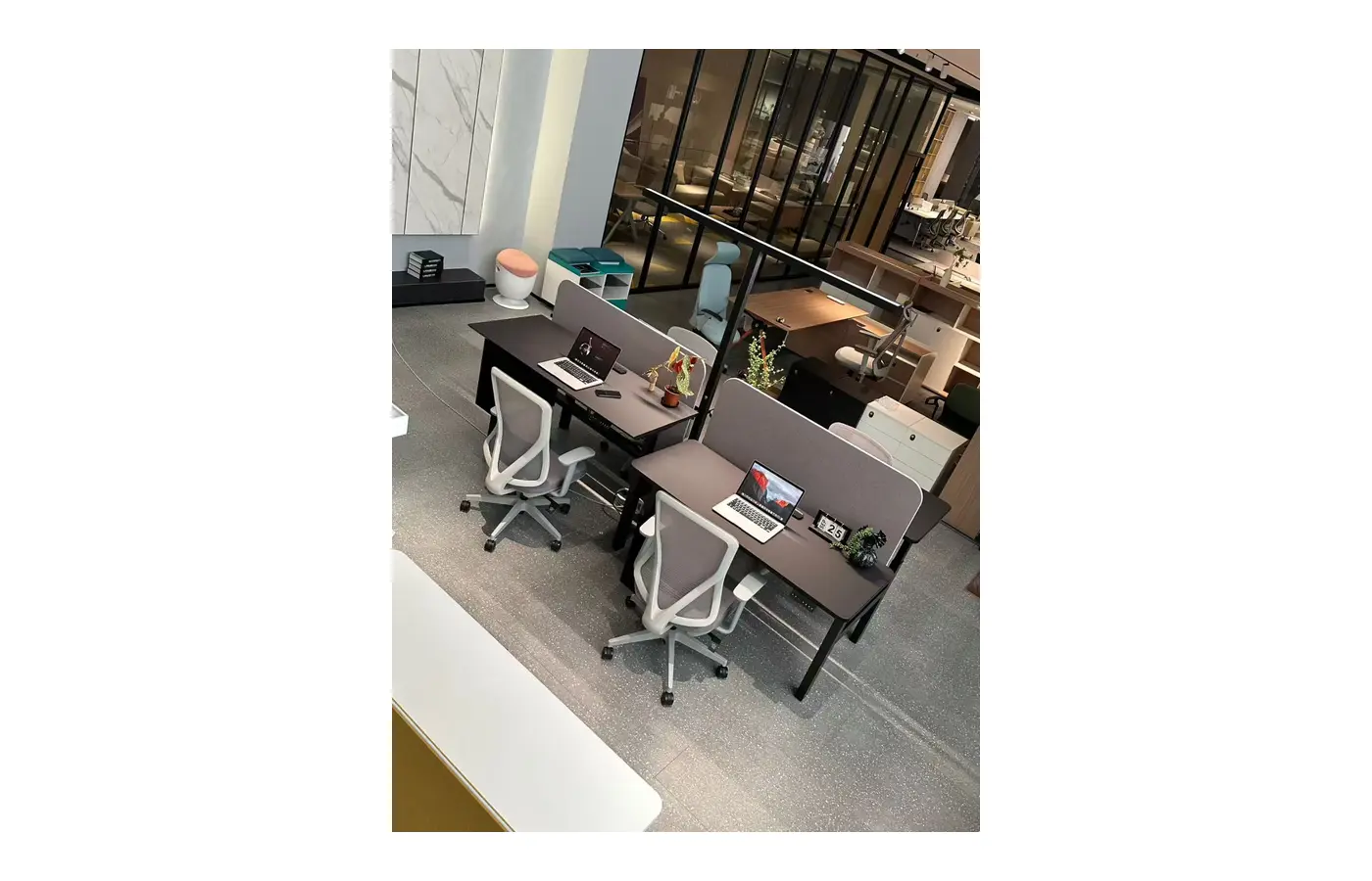 GC-P05D-2A+ Black Four-Person Height-Adjustable Workstation, product view 3