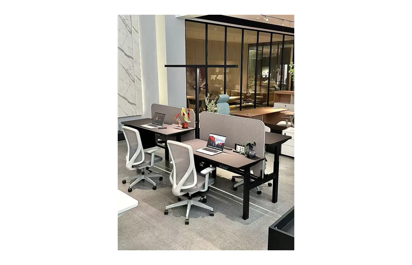 GC-P05D-2A+ Black Four-Person Height-Adjustable Workstation, product view 5