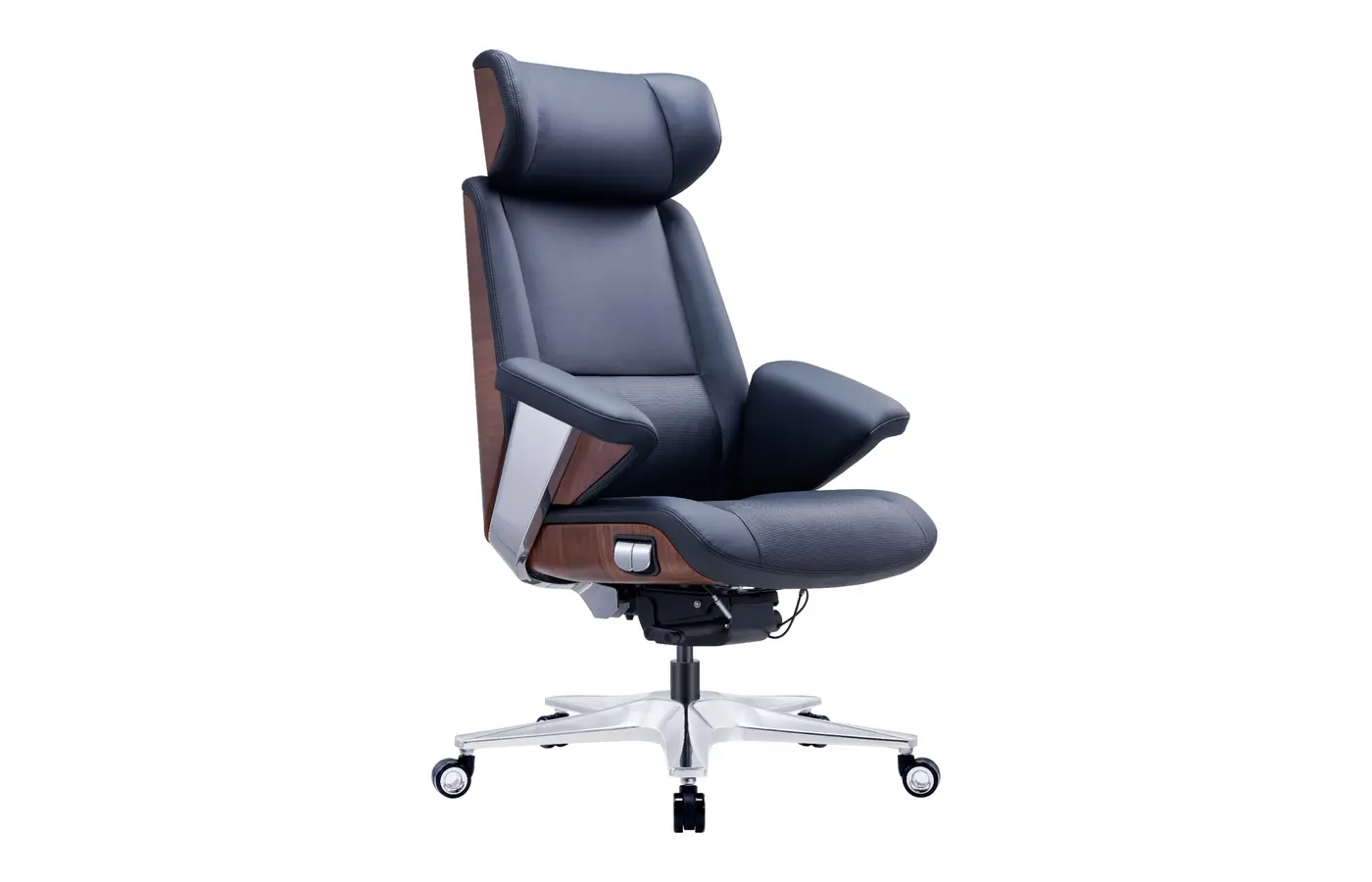 GF-ZHG black Nappa leather executive office chair, front three-quarter view