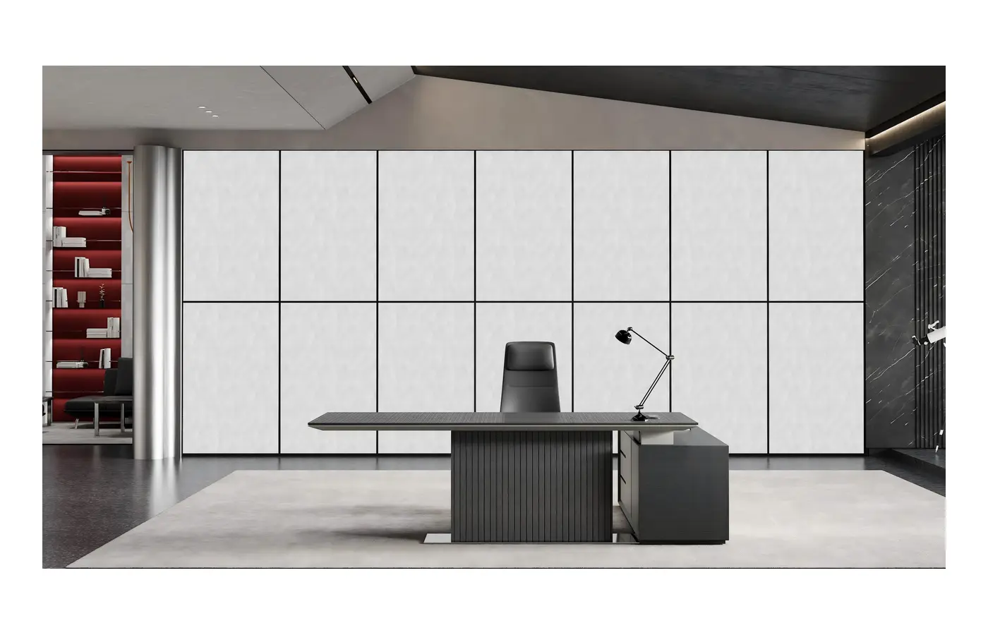 HM-T01 executive office desk, product view 2
