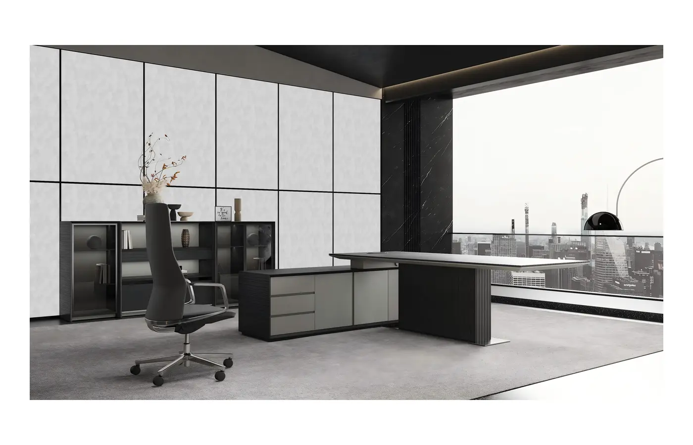 HM-T01 executive office desk, product view 4