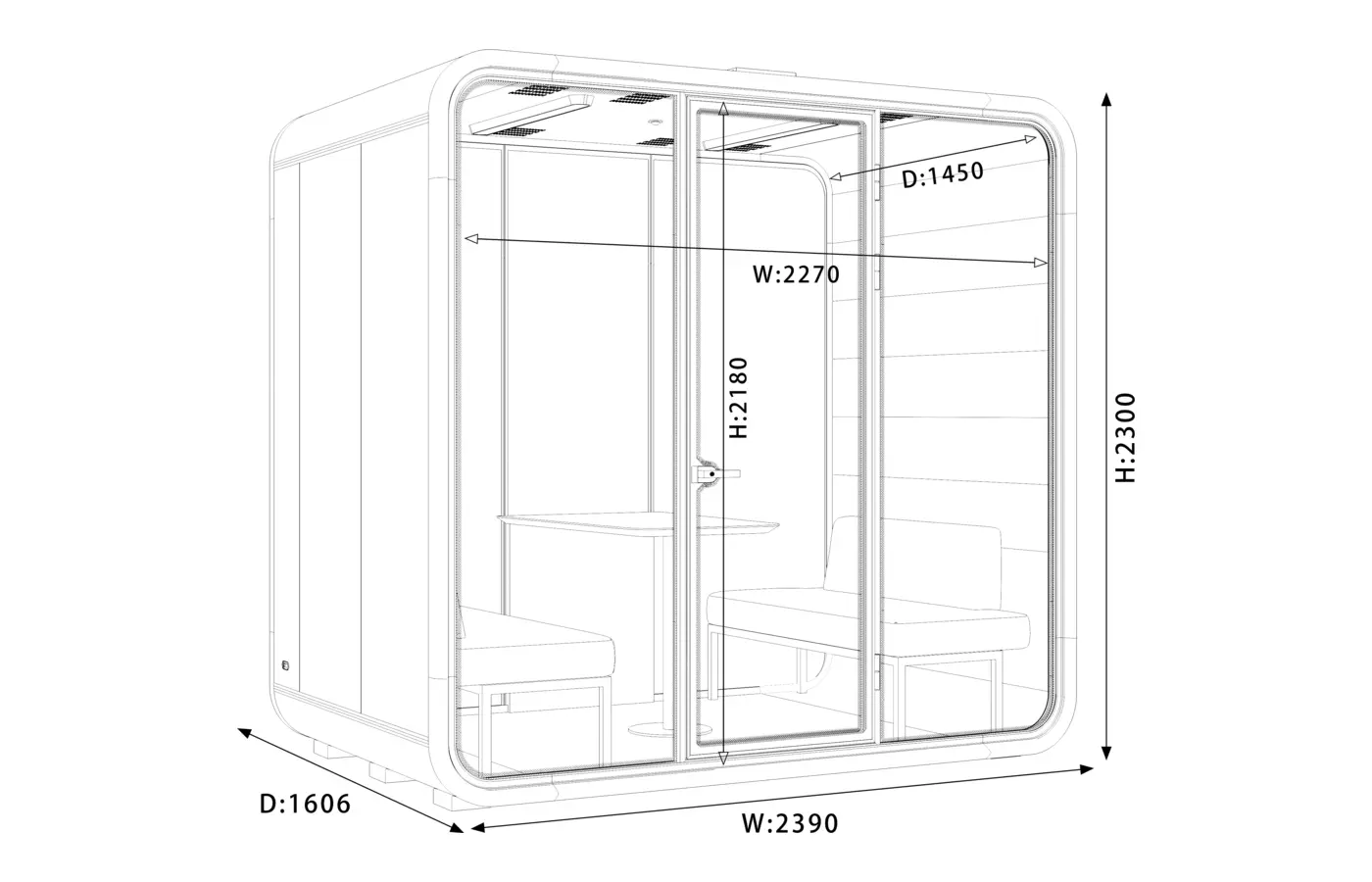 KL-L acoustic pod dimension and configuration view