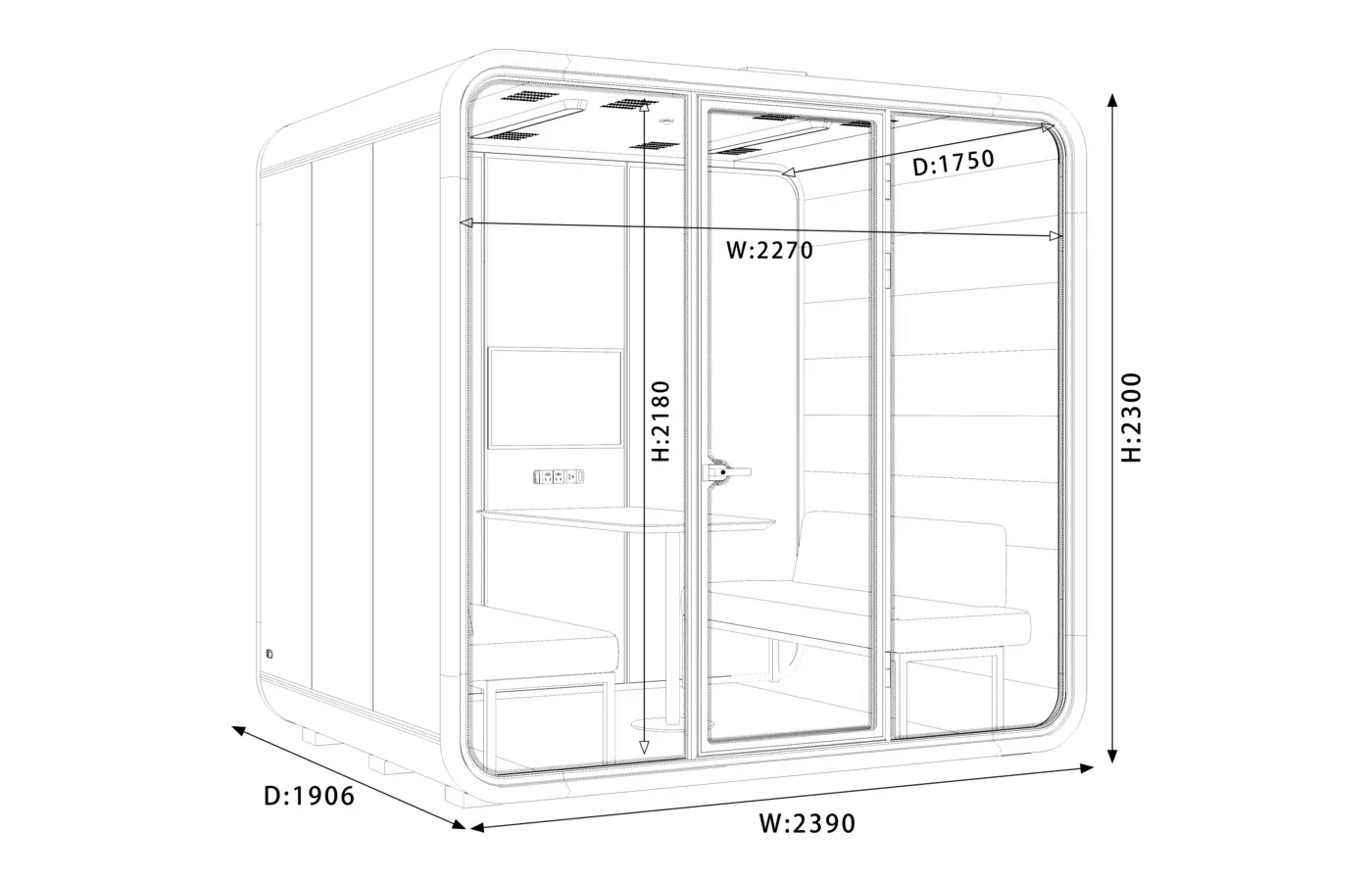 KL-LL acoustic pod dimension and configuration view