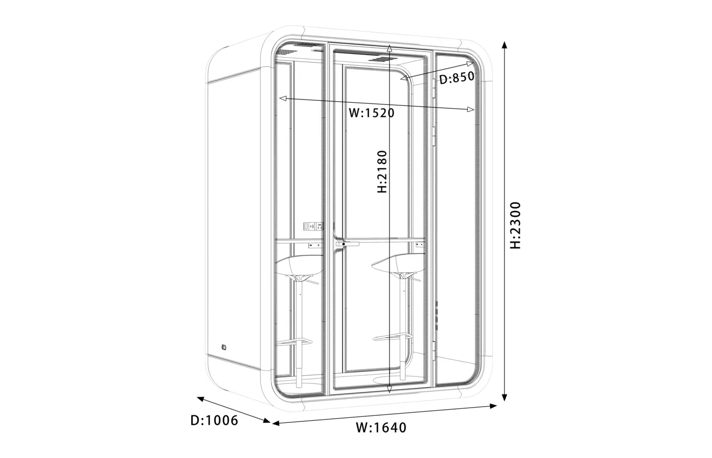 KL-MS acoustic pod dimension and configuration view