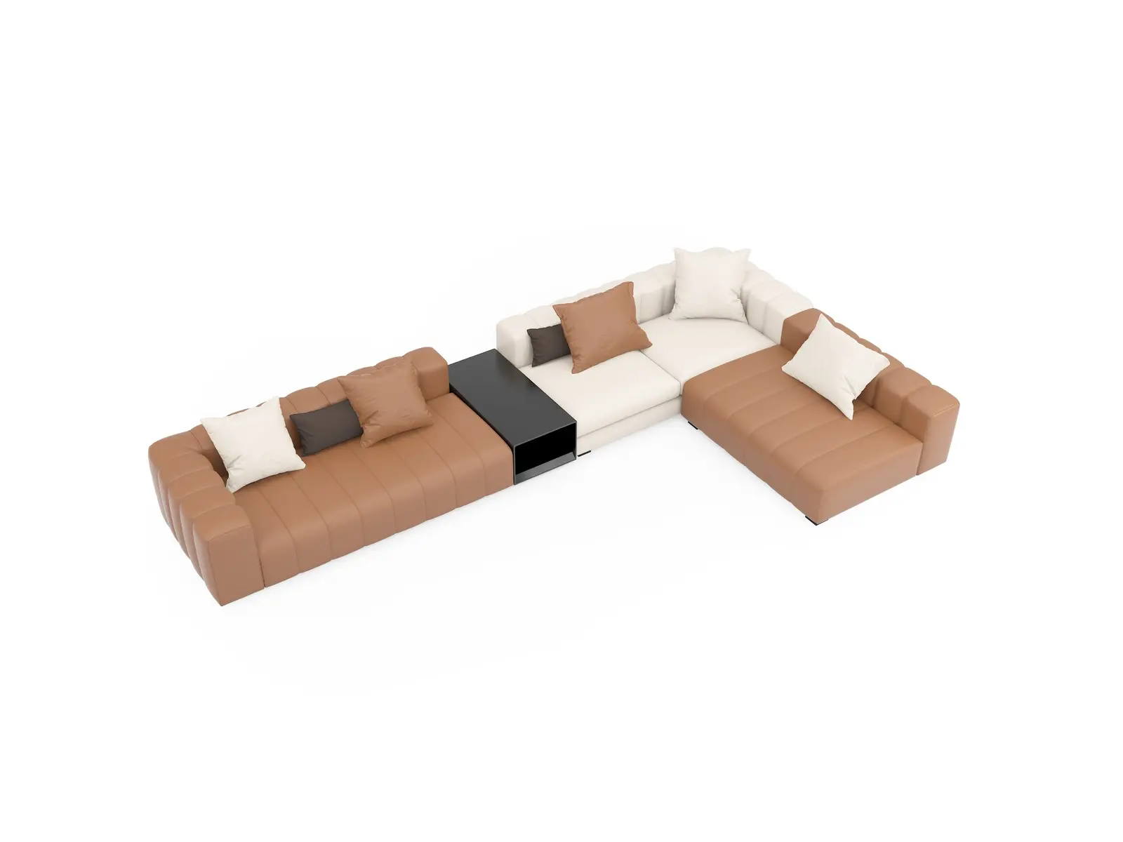 Elevated view of U-shaped modular office lobby sofa configuration
