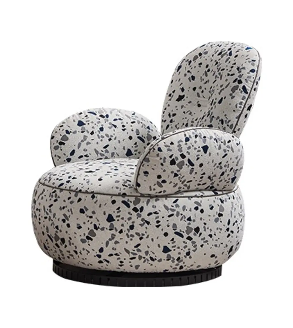 BZ-1873 terrazzo-pattern swivel lounge chair on white background