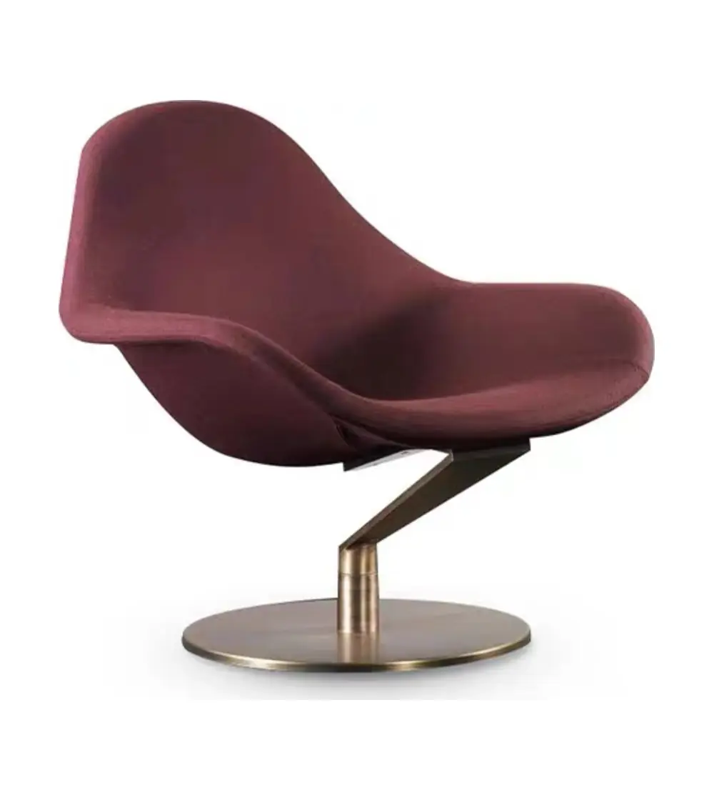 CM-SF2625 burgundy pedestal swivel lounge chair on white background