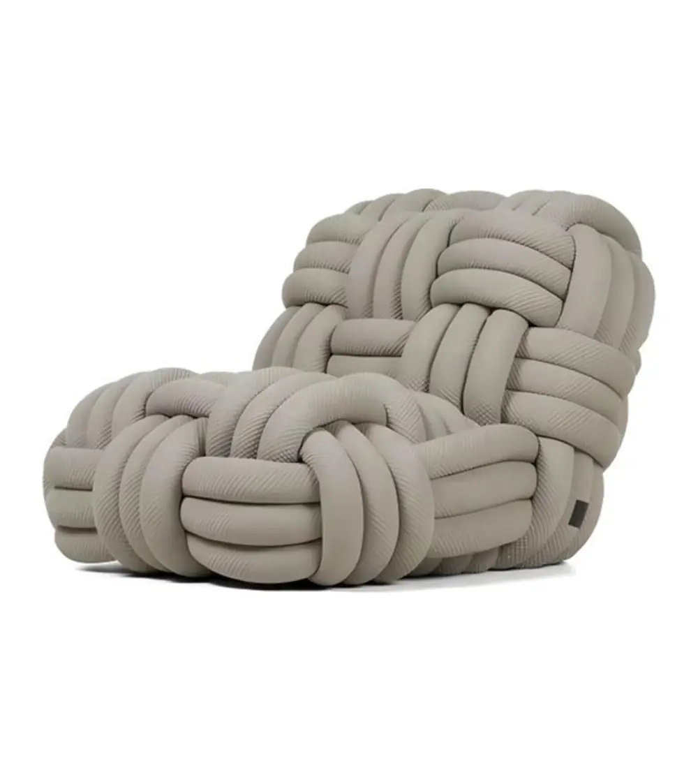 KY-X61 woven upholstered low lounge chair on white background