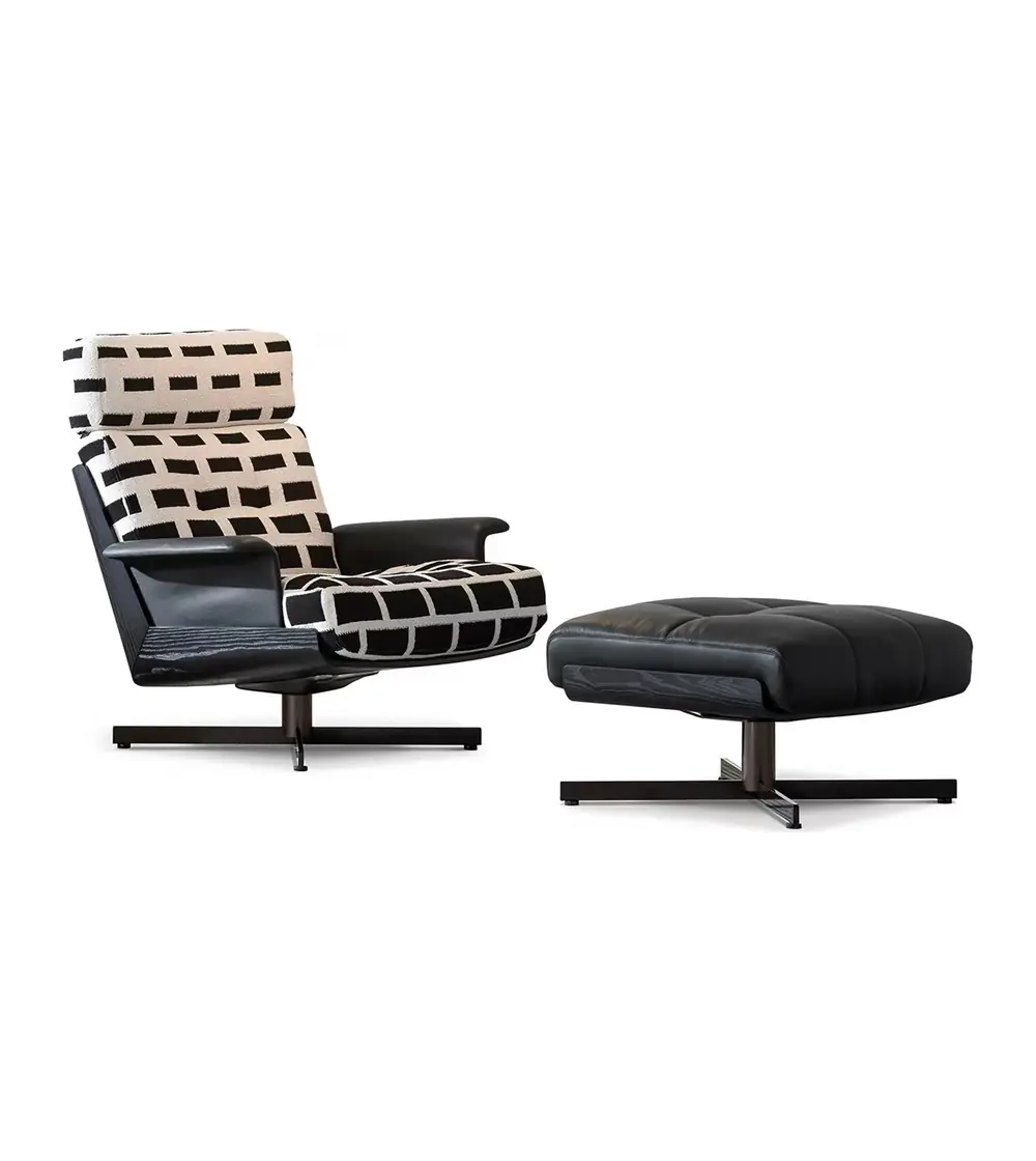 MD-MP137 high-back swivel lounge chair and ottoman set on white background