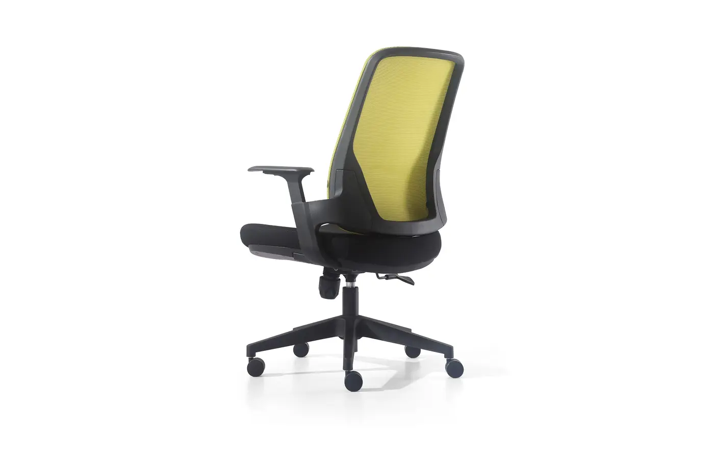 M-860B green integrated-frame mesh task chair, front three-quarter view
