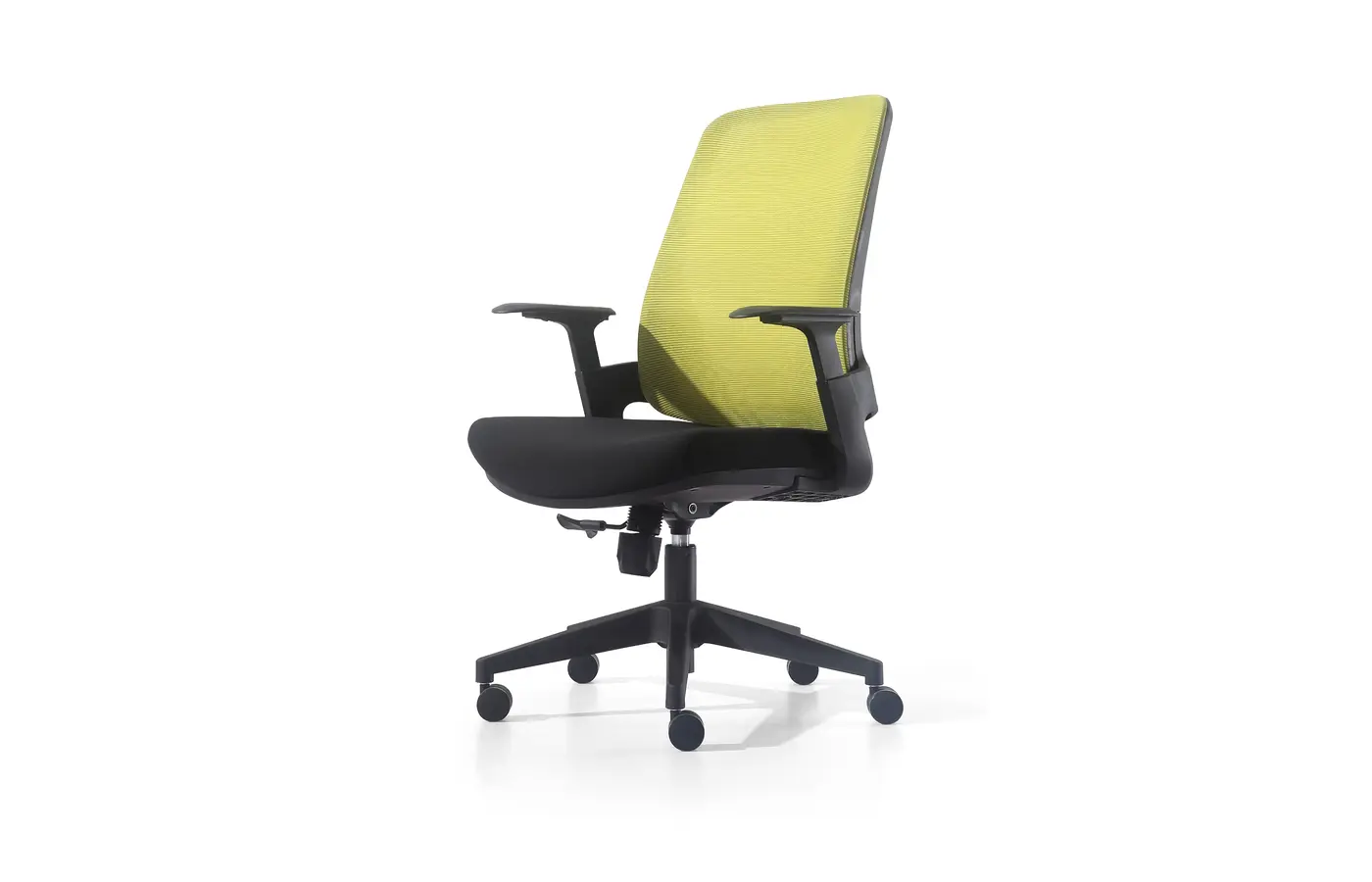 M-860B green integrated-frame mesh task chair, side view