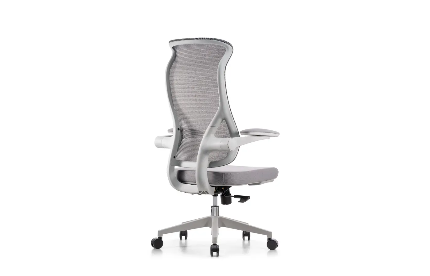 M-98A-3 gray high-back mesh task chair, rear three-quarter view