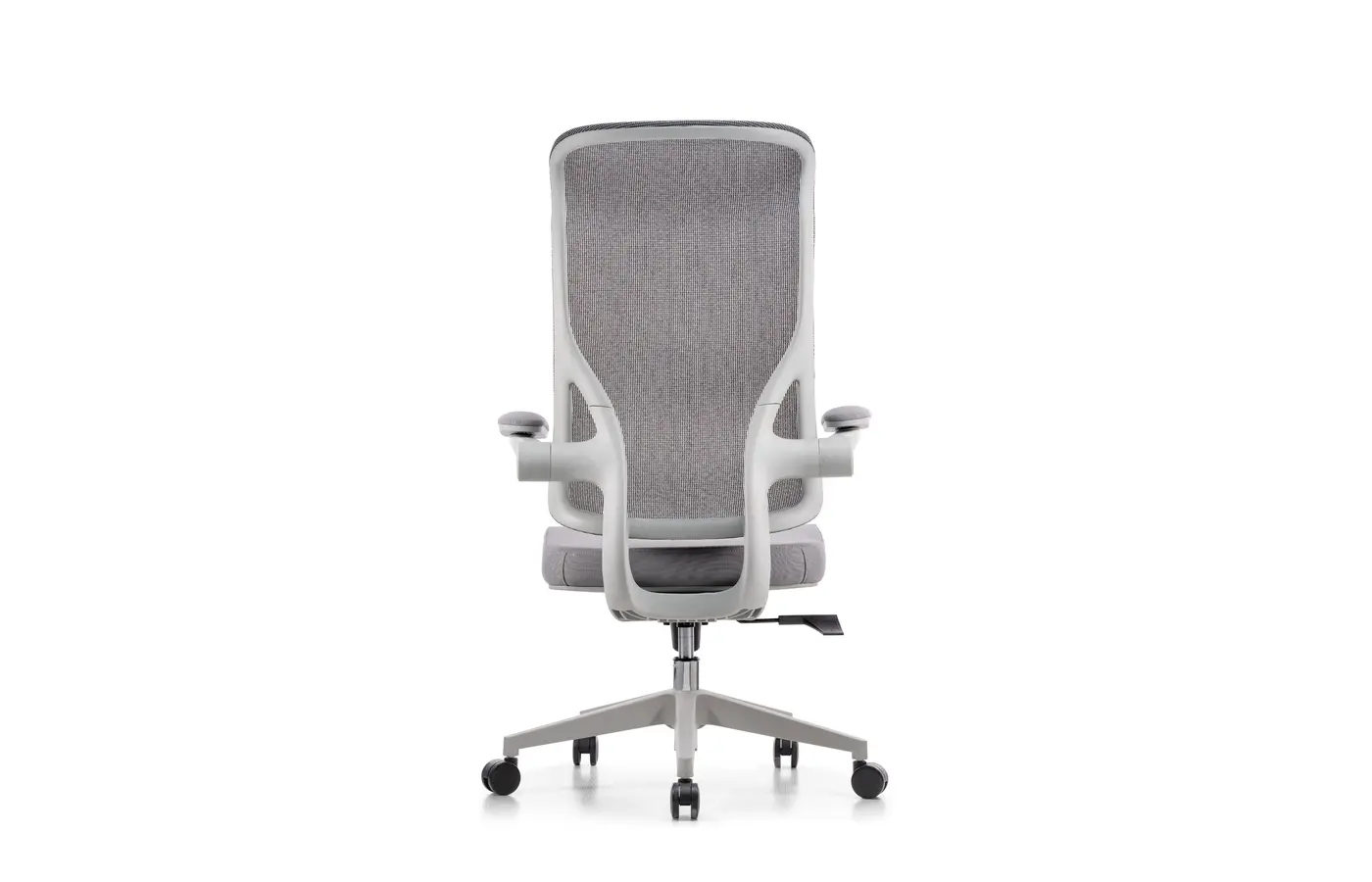 M-98A-3 gray high-back mesh task chair, rear view