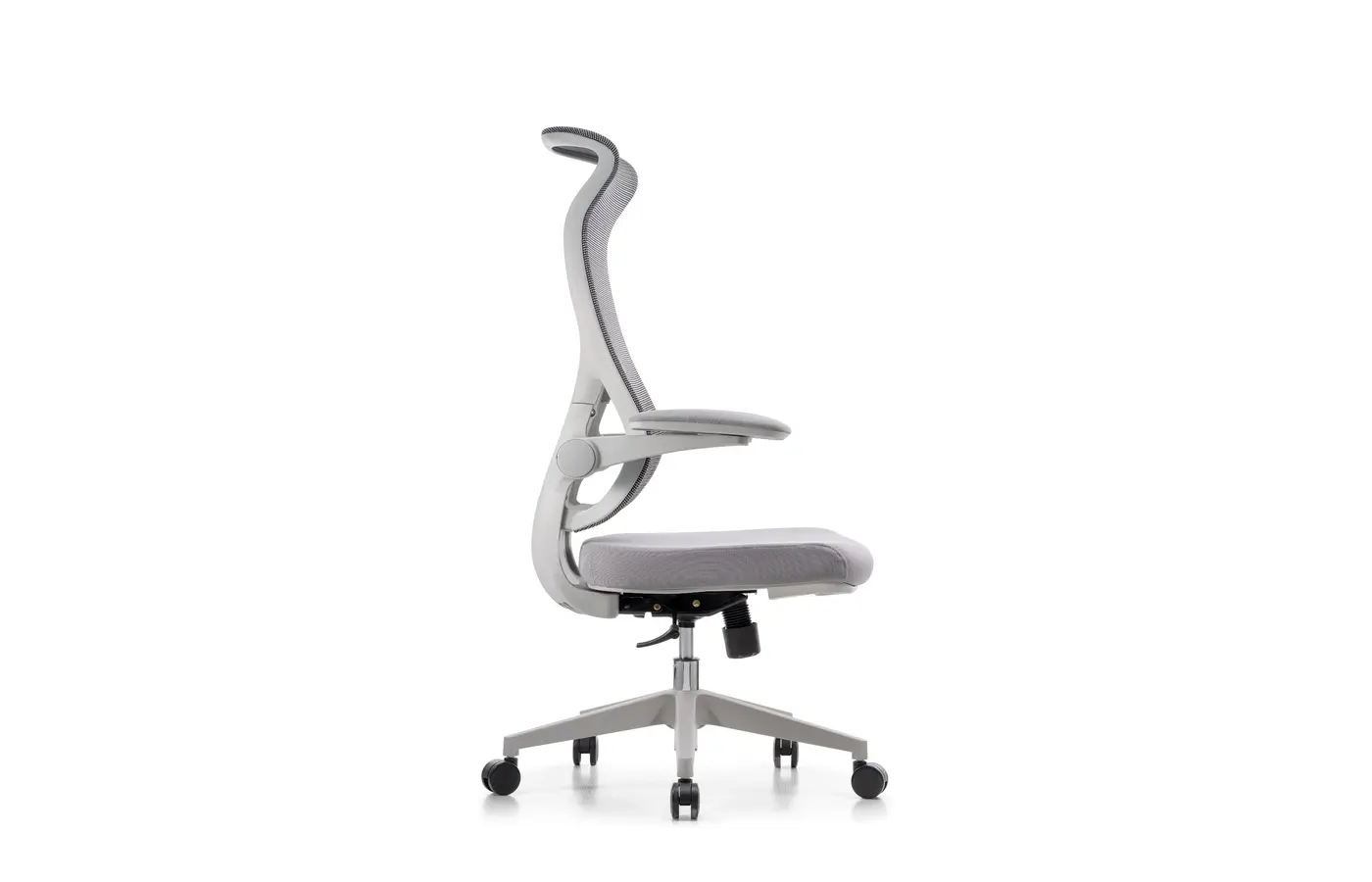 M-98A-3 gray high-back mesh task chair, side view