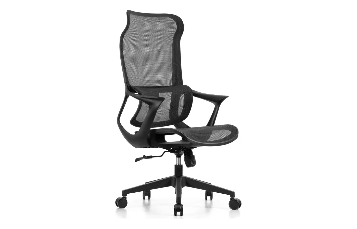 M15 black all-mesh ergonomic chair, front three-quarter view