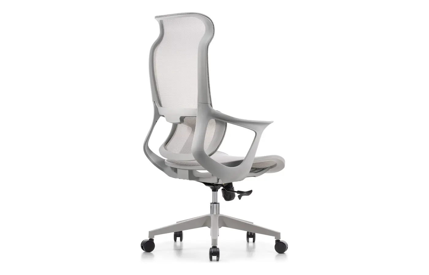 M15 white all-mesh ergonomic chair, rear three-quarter view