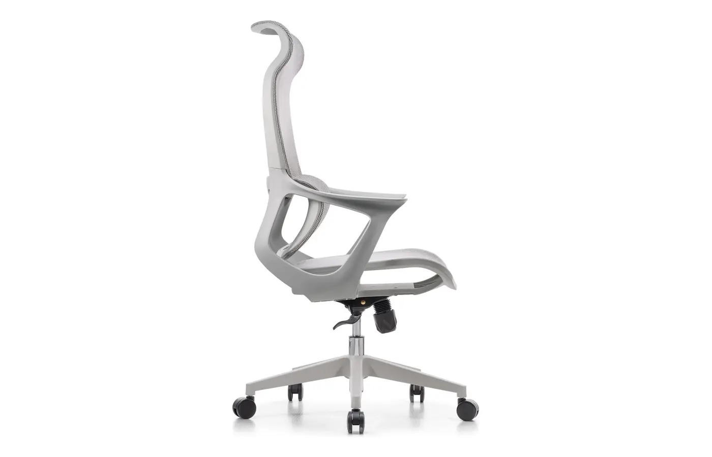 M15 white all-mesh ergonomic chair, side view