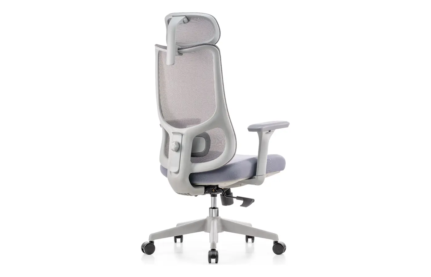 M36 mesh task chair with headrest, rear three-quarter view