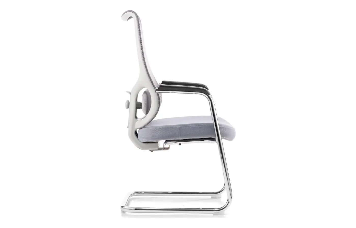 M36 mesh cantilever visitor chair, side view