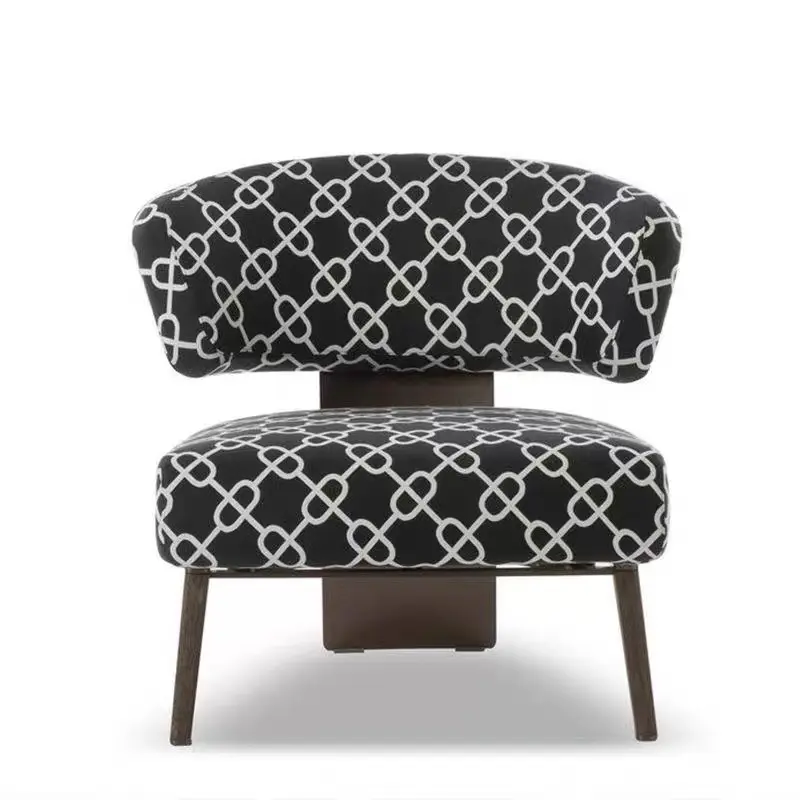 MD-MOP004 patterned low lounge chair with mixed wood and metal legs, product view 2