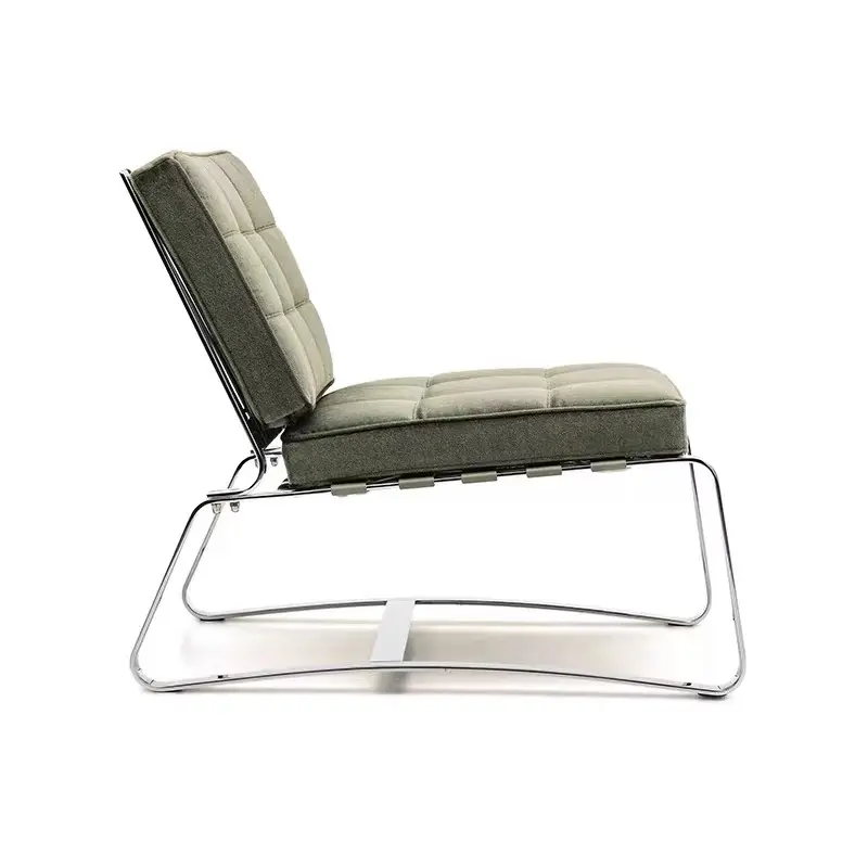 MD-MOP011 upholstered lounge chair with stainless-steel sled base, product view 2