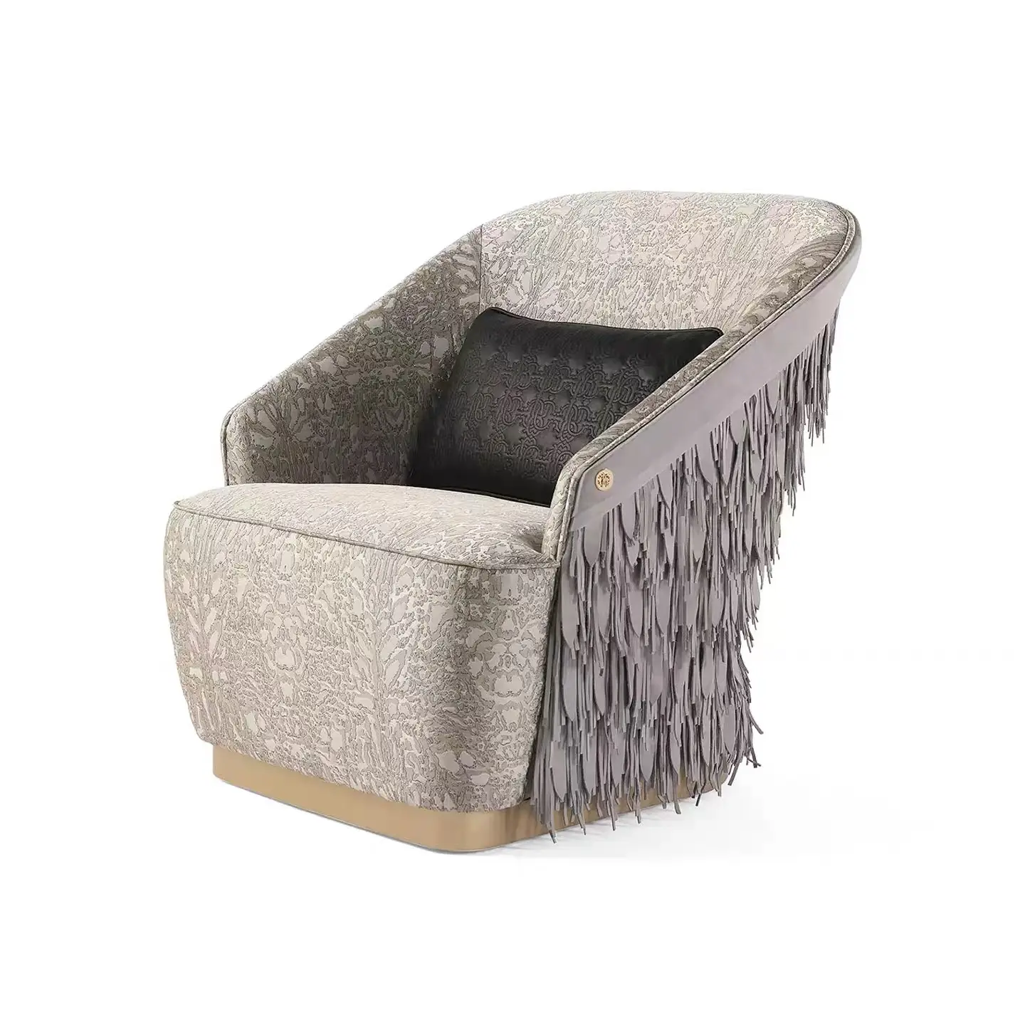MD-QF001 fringed patterned leather lounge chair, product view 3