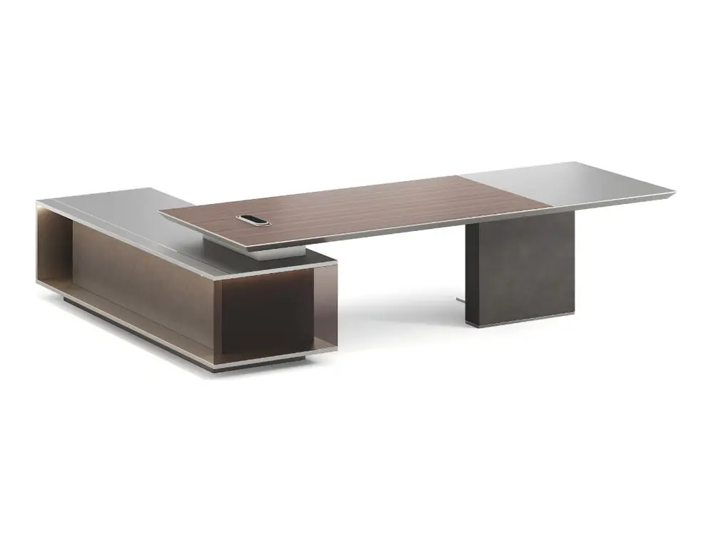 KJ-LJ-KBBT32-L executive office desk on coordinated white background