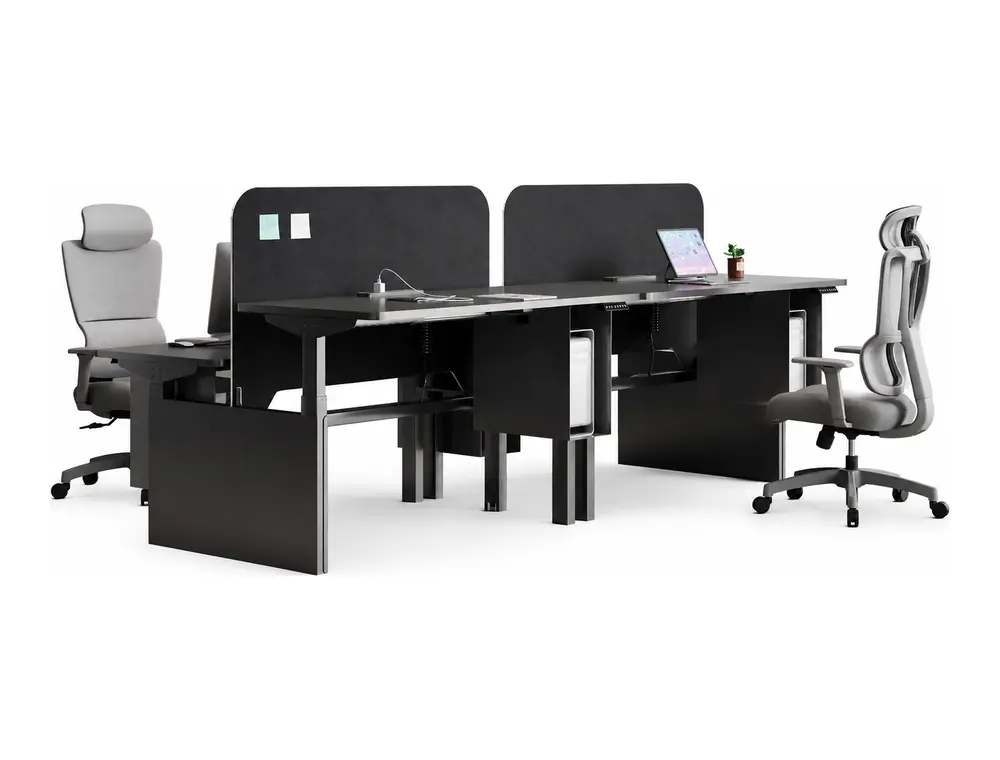 GC-P01S-4 four-person white staff workstation with screens