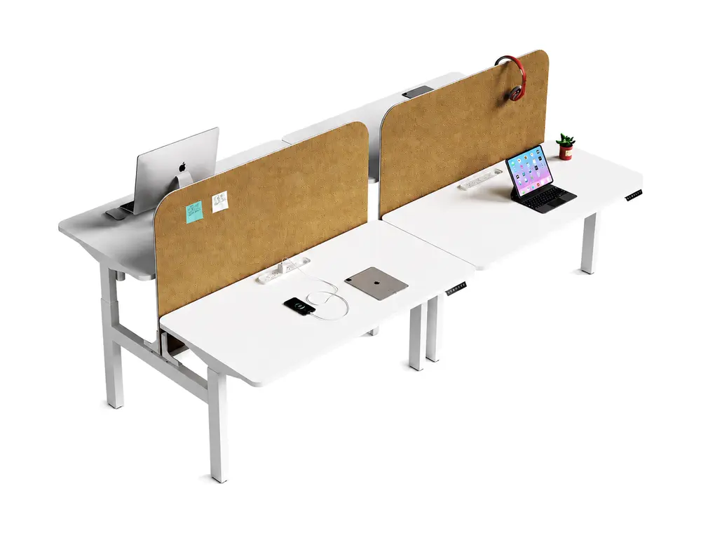 GC-P01S two-person staff desk with privacy screens