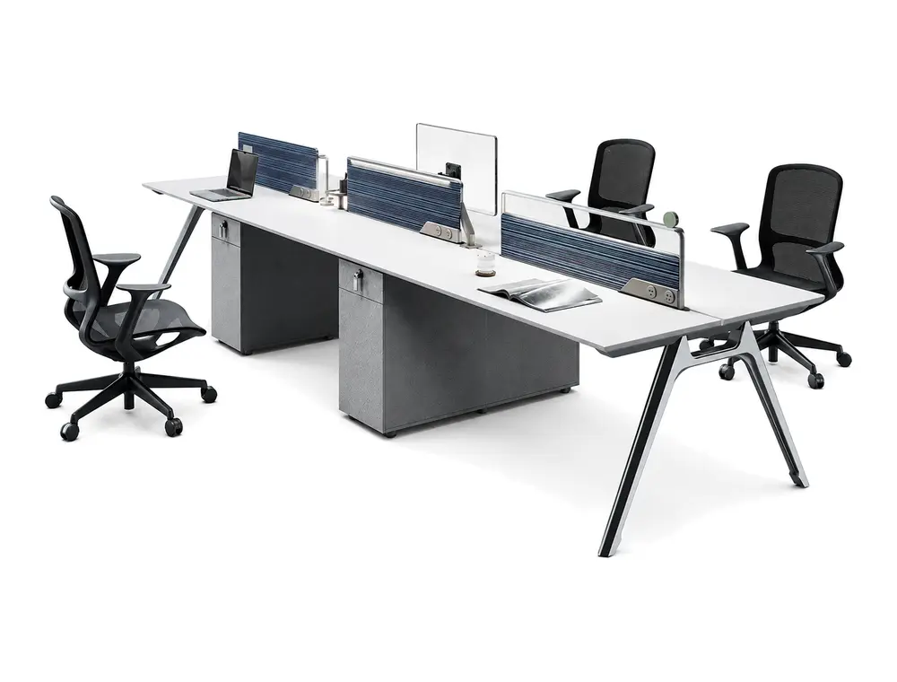 U2-F-403YW four-person modular staff workstation