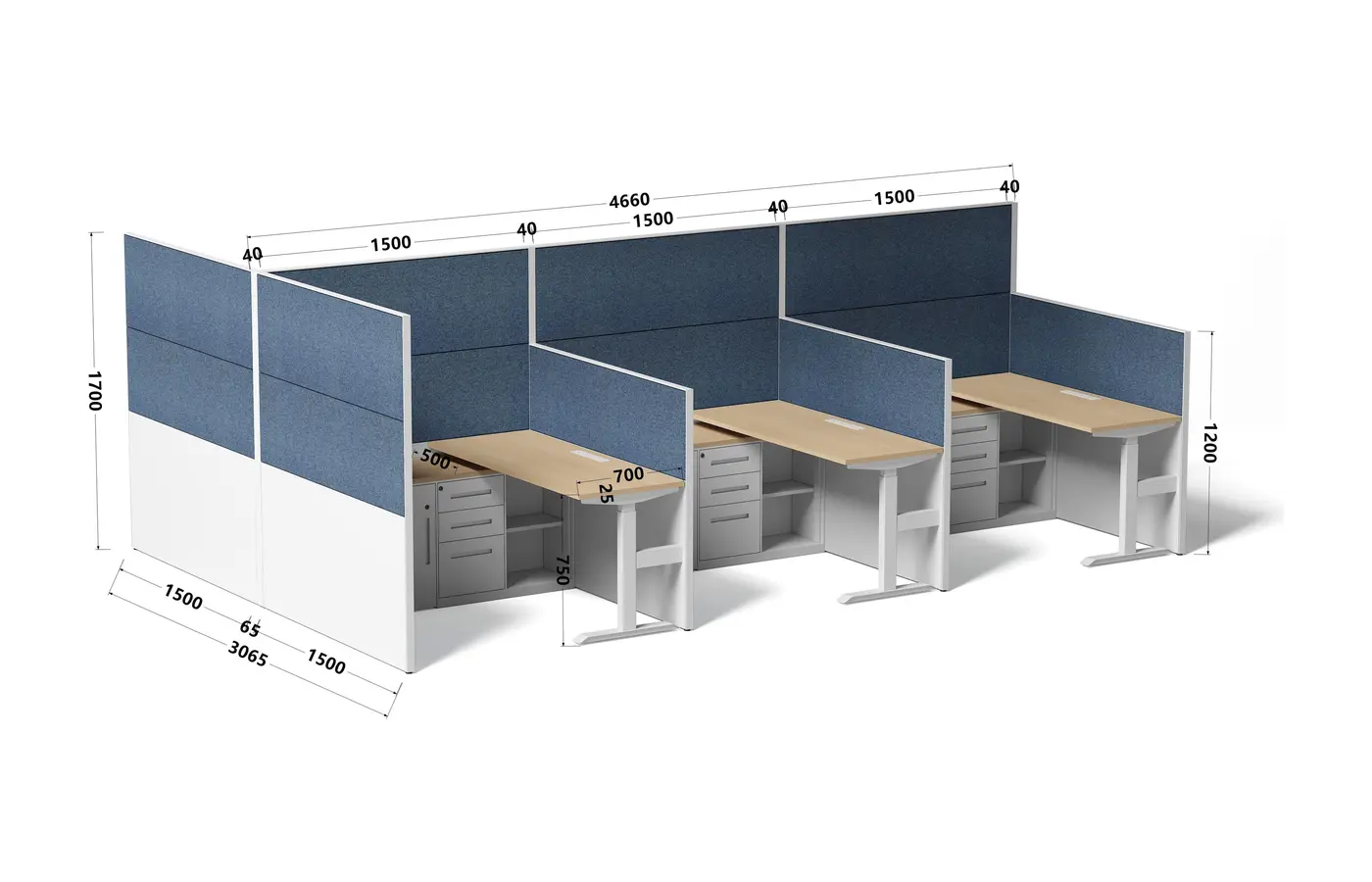 DO-DGL-PF46-T office workstation, product view 2
