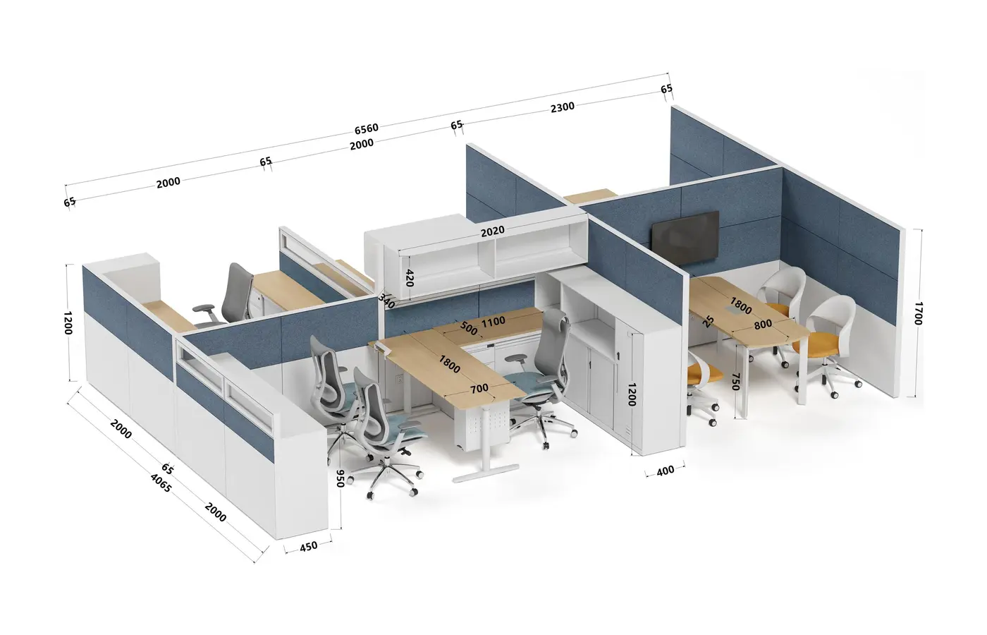 DO-DGL-PF6 office workstation, product view 3