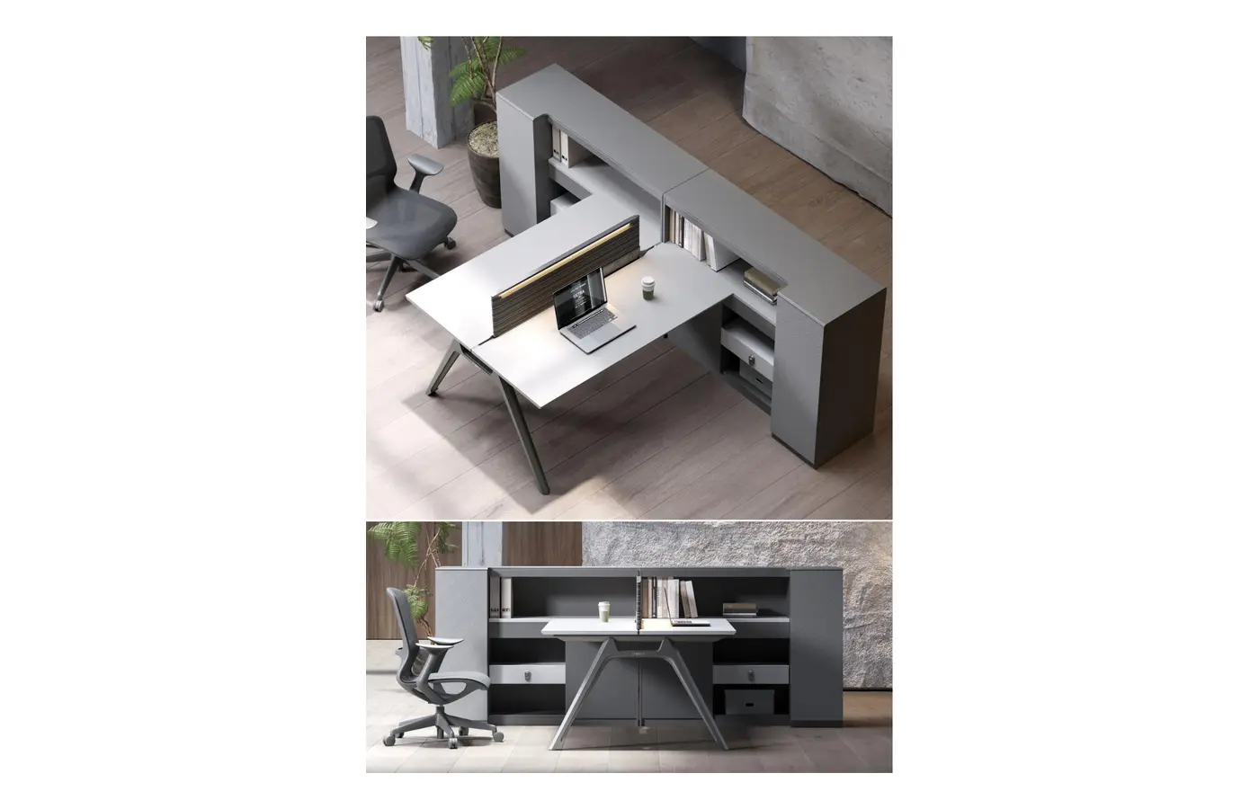 U2-F-403YW commercial staff desk, product view 3