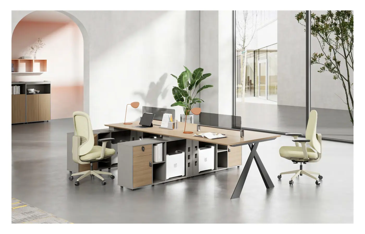 ZL-D0124 commercial staff desk, product view 2